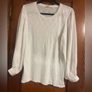 Mixed Fabric White Women's Top